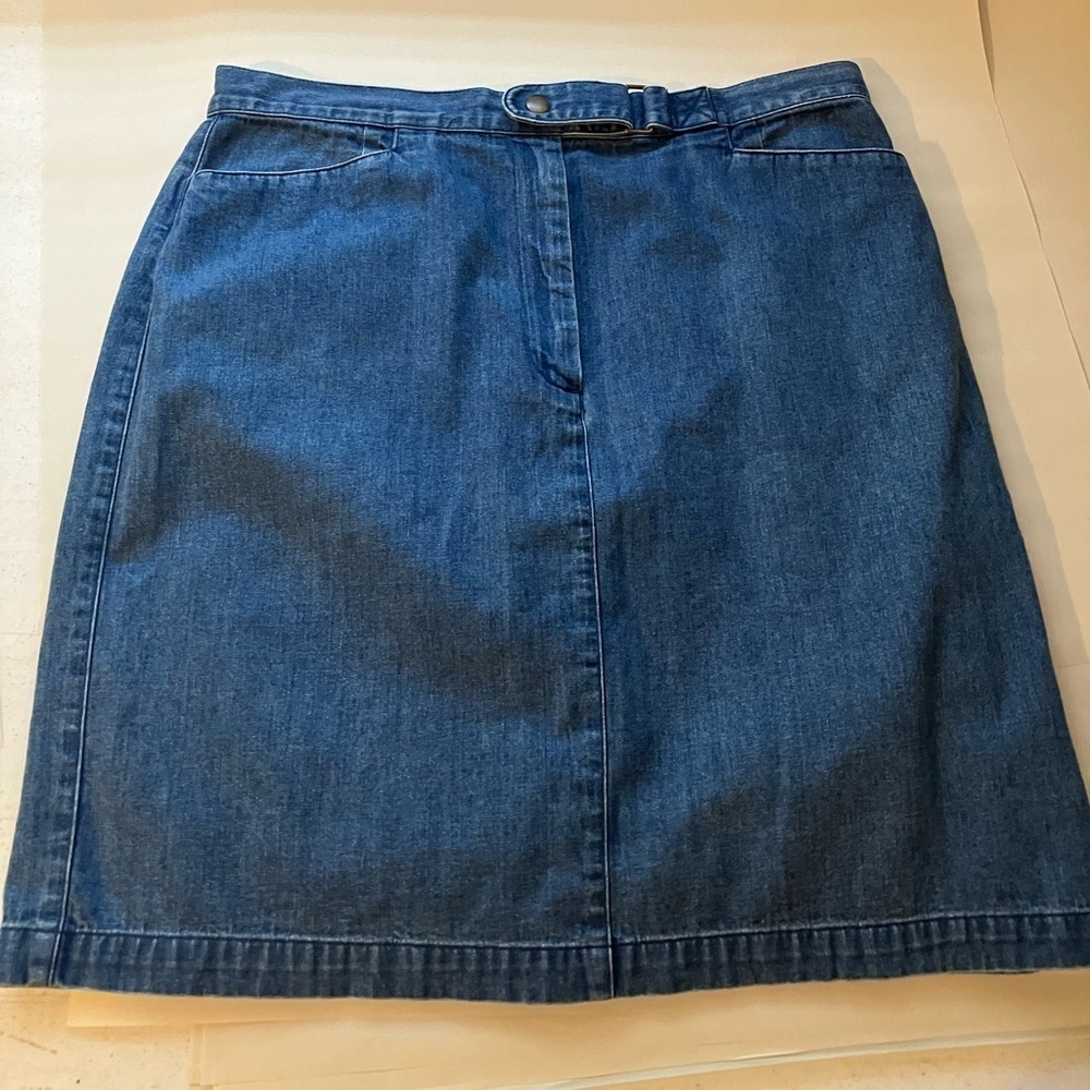 Vintage Talbots Skirt Womens Size 12 Blue Jean Denim Pocketed Zip Up 90’s Y2K